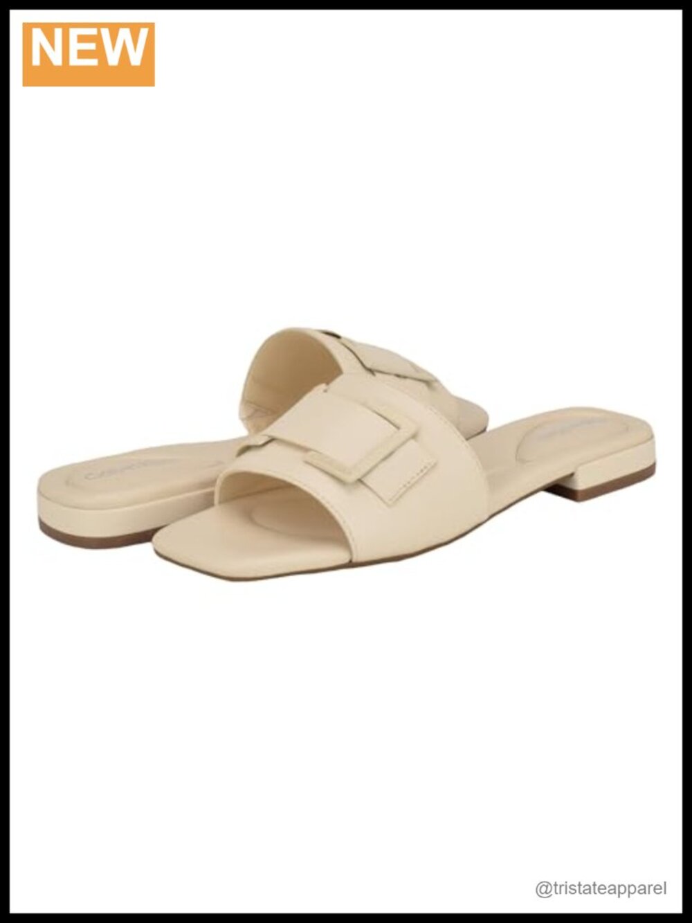 Calvin Klein Kater Faux Leather Block Heel Slingback Slide Sandals